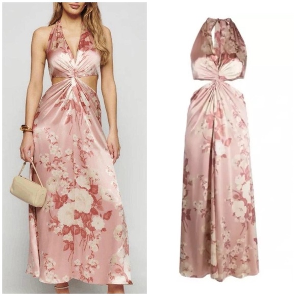 Reformation 100% silk pink dress NEW - Picture 1 of 12